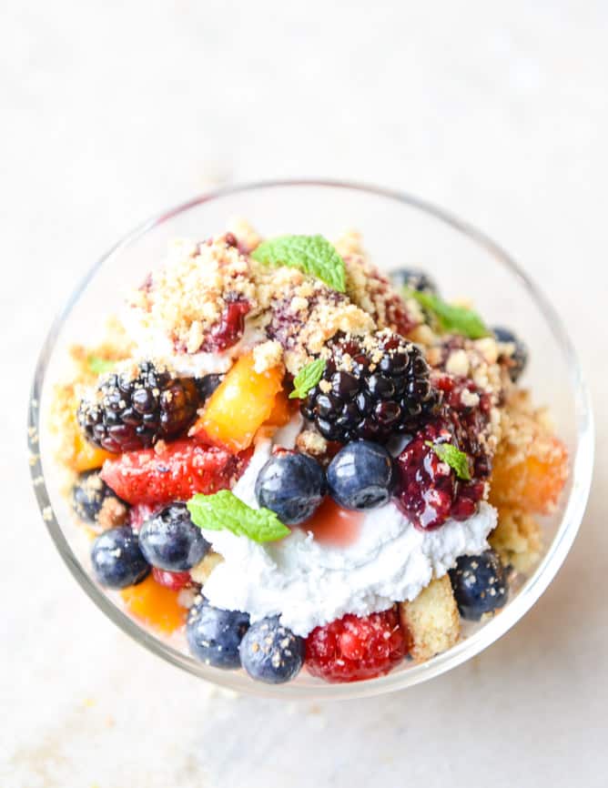 summer fruit parfaits with brown butter shortbread and coconut cream I howsweeteats.com