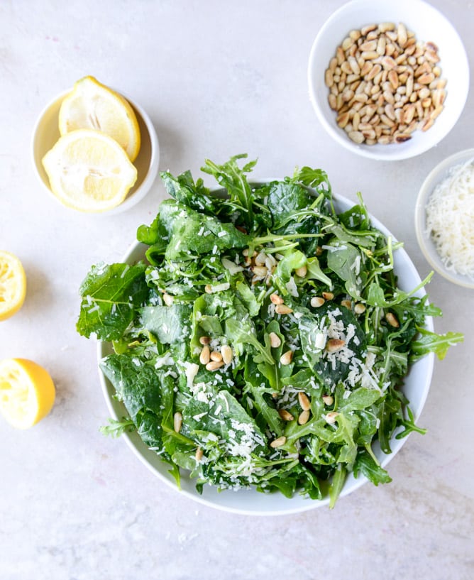 kale arugula reggiano salad I howsweeteats.com