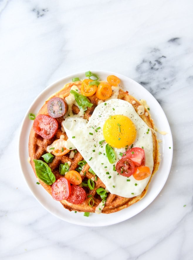 cheddar cornbread waffles I howsweeteats.com