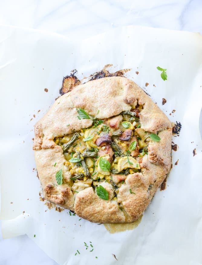 summer chicken pot pie galette with herbed crust I howsweeteats.com