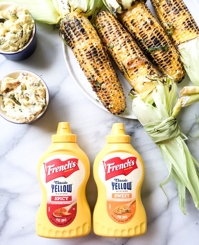 grilled corn with sweet + spicy mustard compound butter I howsweeteats.com