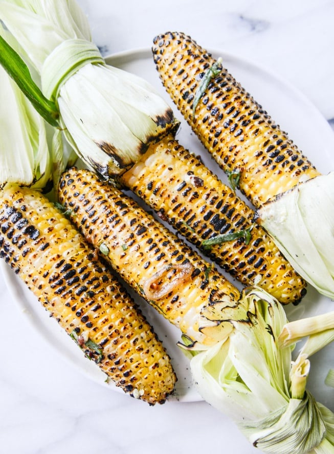 grilled corn with sweet + spicy mustard compound butter I howsweeteats.com