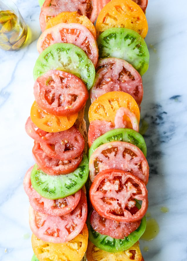 heirloom tomato, avocado and burrata grilled garlic toast I howsweeteats.com