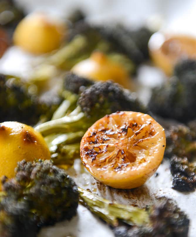 blackened broccoli bucatini with charred lemon and goat cheese I howsweeteats.com