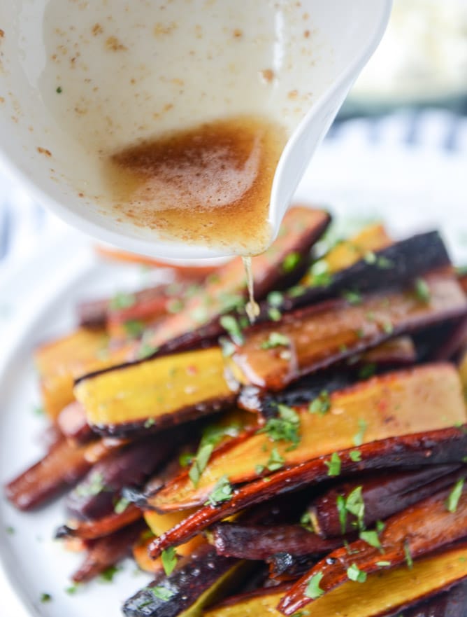 pomegranate roasted carrots with feta and brown butter I howsweeteats.com