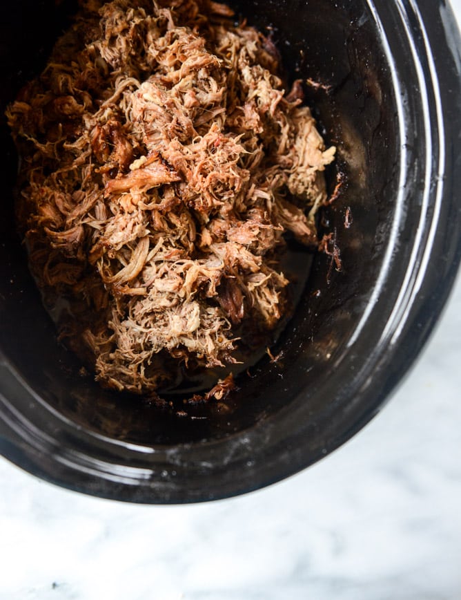 slow cooker sweet and spicy pork shoulder I howsweeteats.com