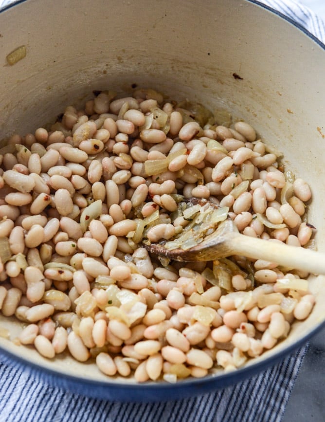 white bean soup with crumbled bacon and spiced brown butter I howsweeteats.com