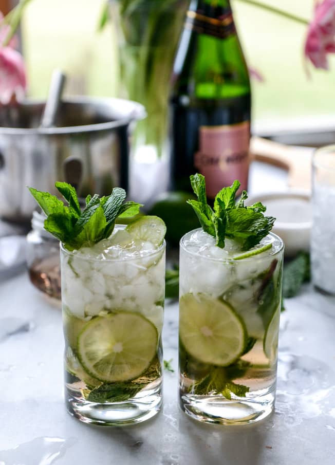 rosé champagne mojitos I howsweeteats.com