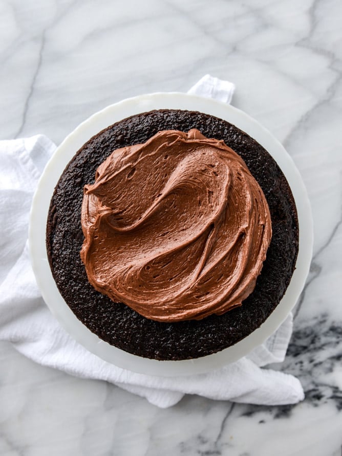 chocolate vanilla bean cake I howsweeteats.com