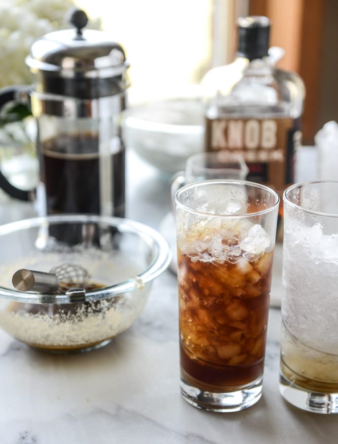 iced whiskey coffees with whiskey syrup I howsweeteats.com