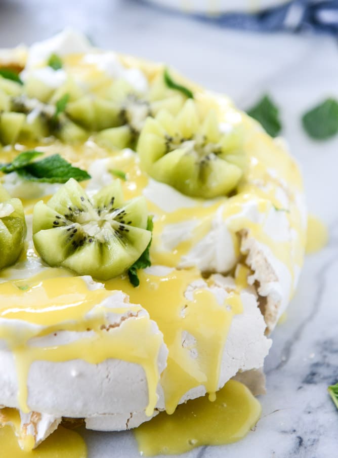 marshmallow pavlova with pineapple curd I howsweeteats.com