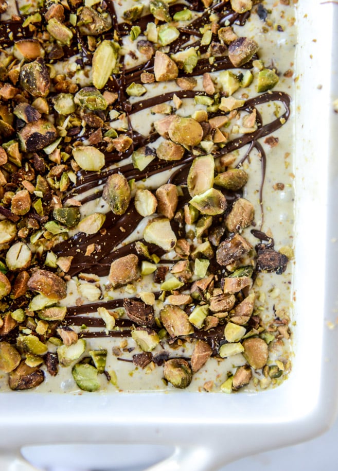 pistachio ice cream with nutella fudge swirls by @howsweeteats I howsweeteats.com