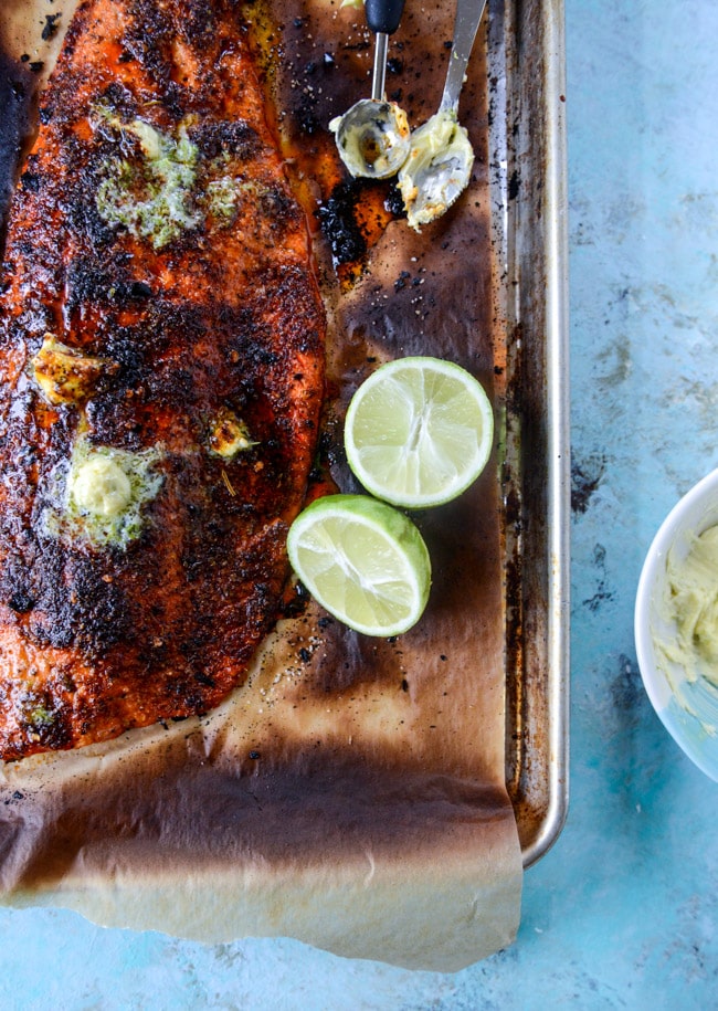 30 minute cajun salmon with salted lime butter I howsweeteats.com