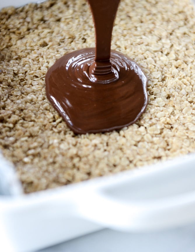 chocolate stuffed oatmeal bars from the cookies and cups cookbook I howsweeteats.com