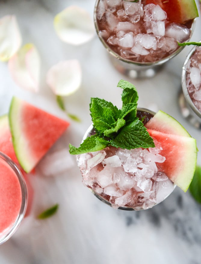 fresh watermelon mint juleps I howsweeteats.com