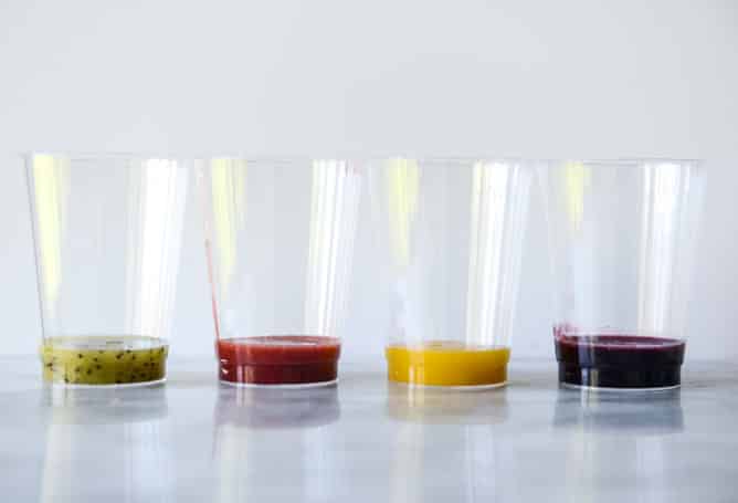 rainbow syrup bottomed chia pudding parfaits I howsweeteats.com