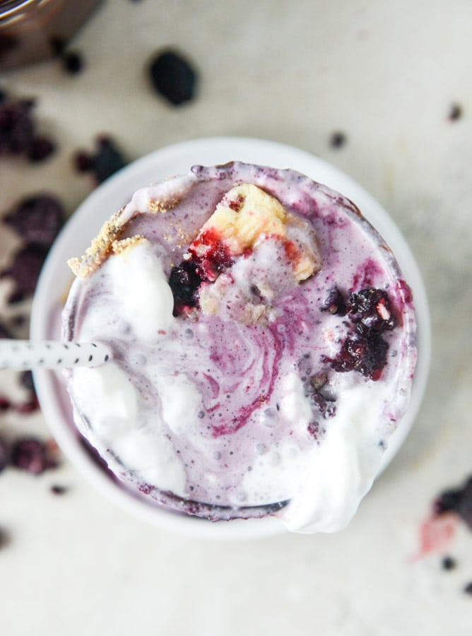 black raspberry pie milkshake with black raspberry ganache I howsweeteats.com
