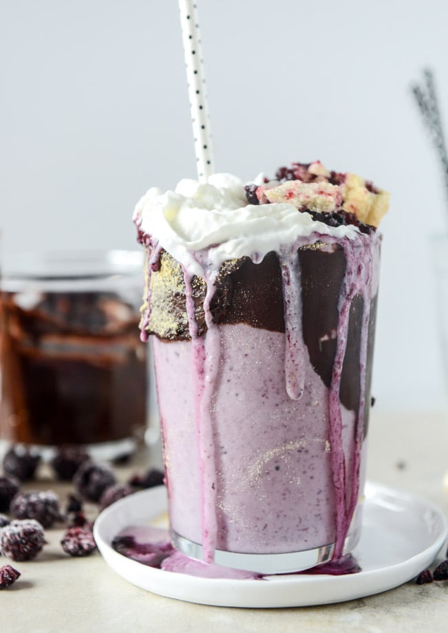 black raspberry pie milkshake with black raspberry ganache I howsweeteats.com