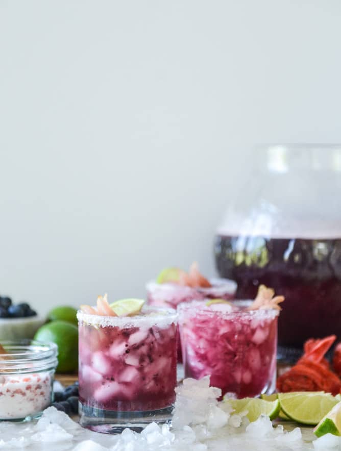 blueberry hibiscus margarita punch I howsweeteats.com