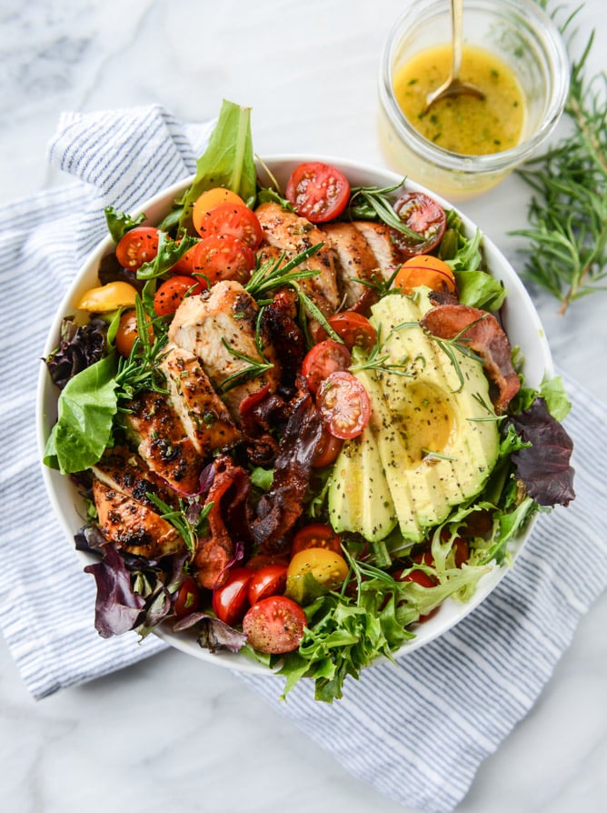 rosemary chicken, bacon and avocado salad I howsweeteats.com