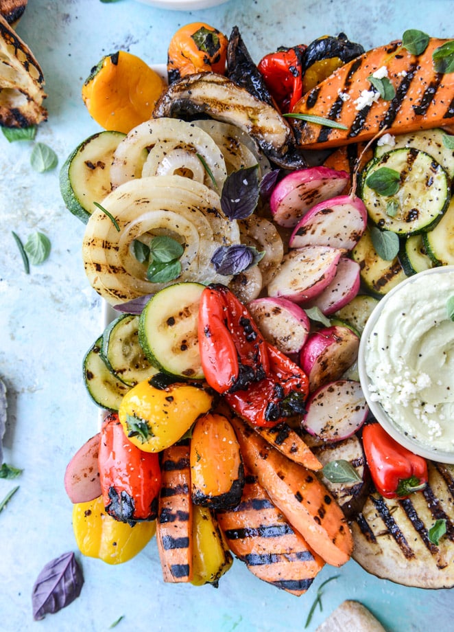 marinated grilled veggies with avocado feta I howsweeteats.com