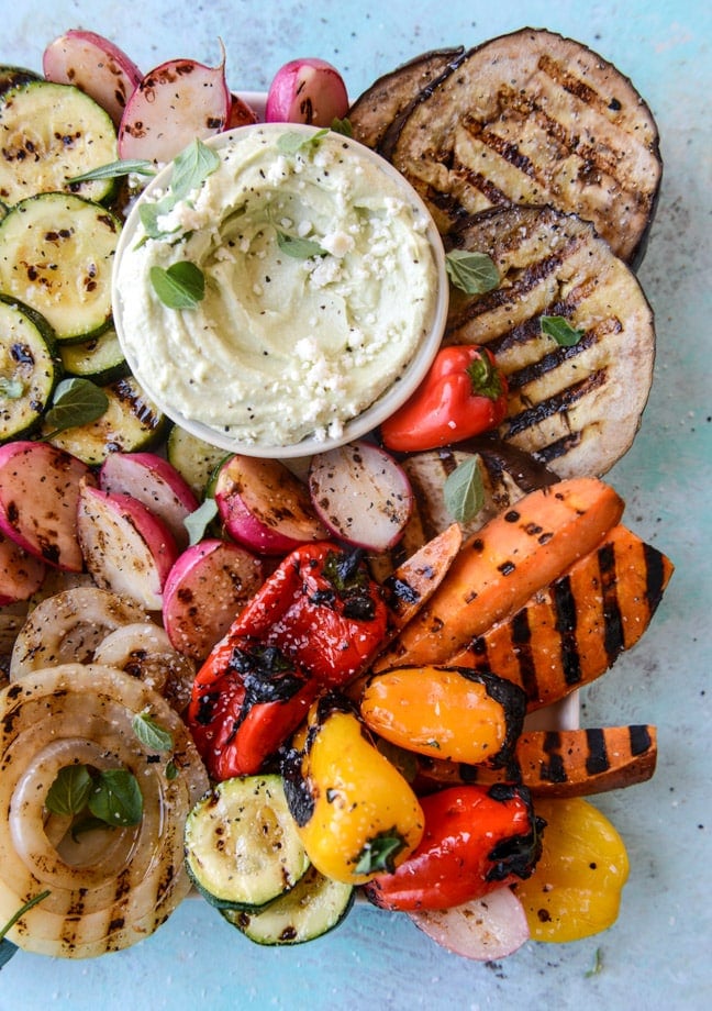 marinated grilled veggies with avocado feta I howsweeteats.com