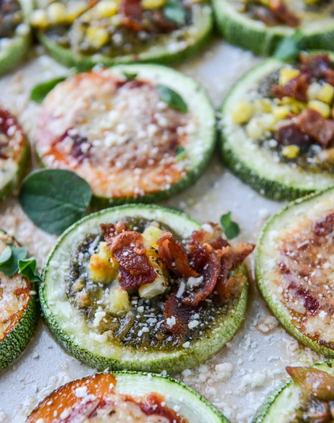 mini zucchini pizzas, three ways I howsweeteats.com