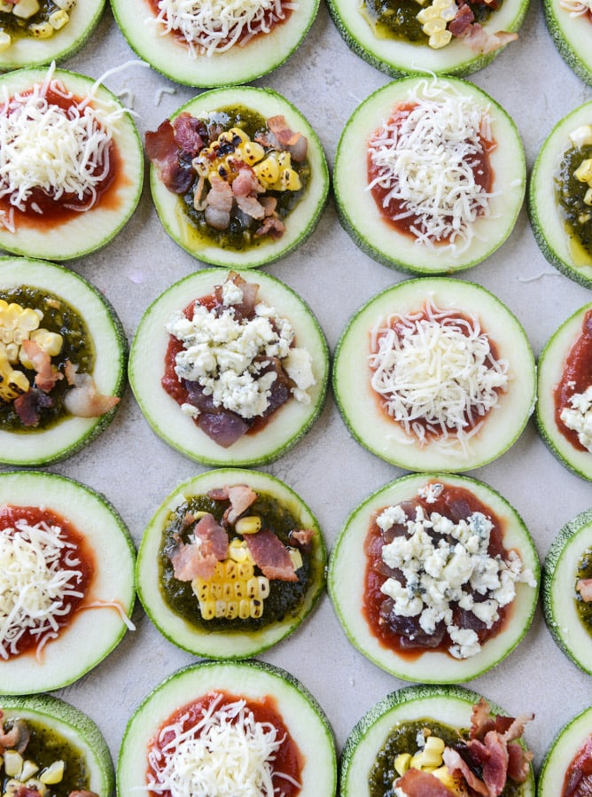 mini zucchini pizzas, three ways I howsweeteats.com