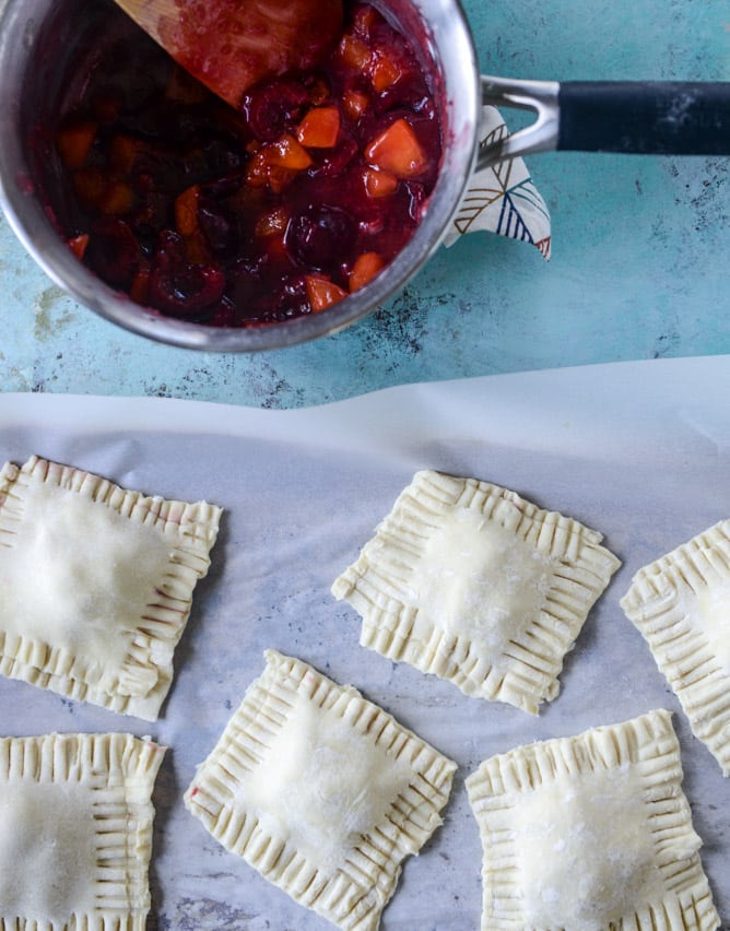 puff pastry pop tarts with goat cheese and cherry peach chutney I howsweeteats.com