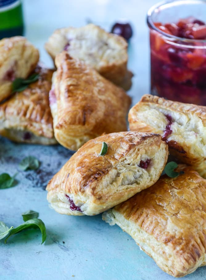 puff pastry pop tarts with goat cheese and cherry peach chutney I howsweeteats.com