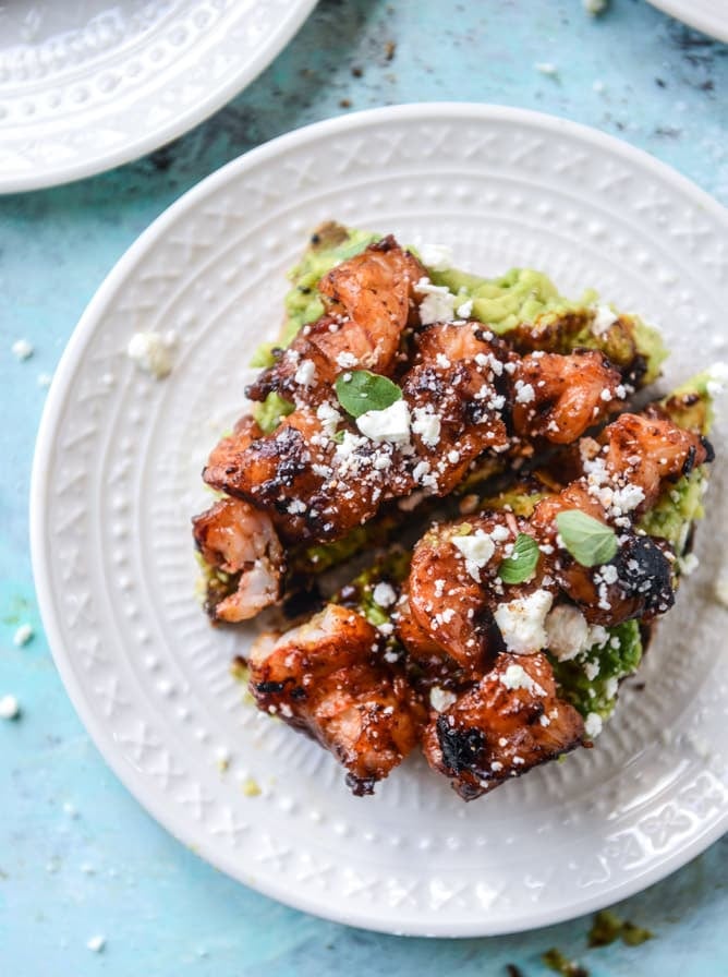 BBQ shrimp and lime avocado toast I howsweeteats.com