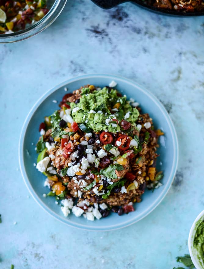 one pot burrito chicken and rice I howsweeteats.com