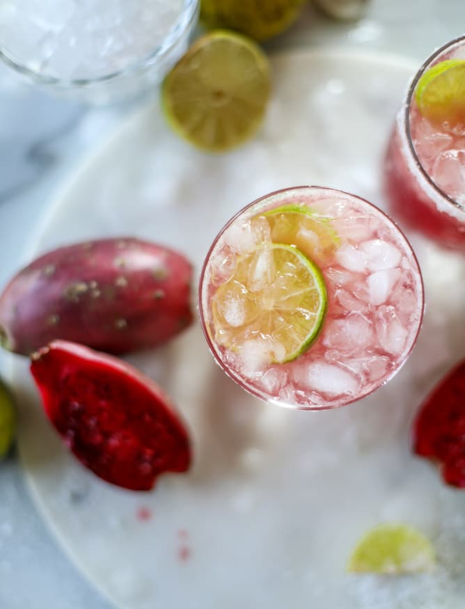 prickly pear and ginger beer margaritas I howsweeteats.com