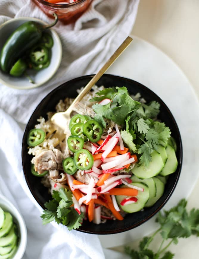 slow cooker banh mi rice bowls I howsweeteats.com