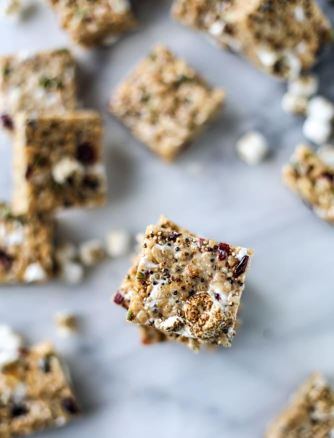 toasted marshmallow harvest rice krispie treats I howsweeteats.com