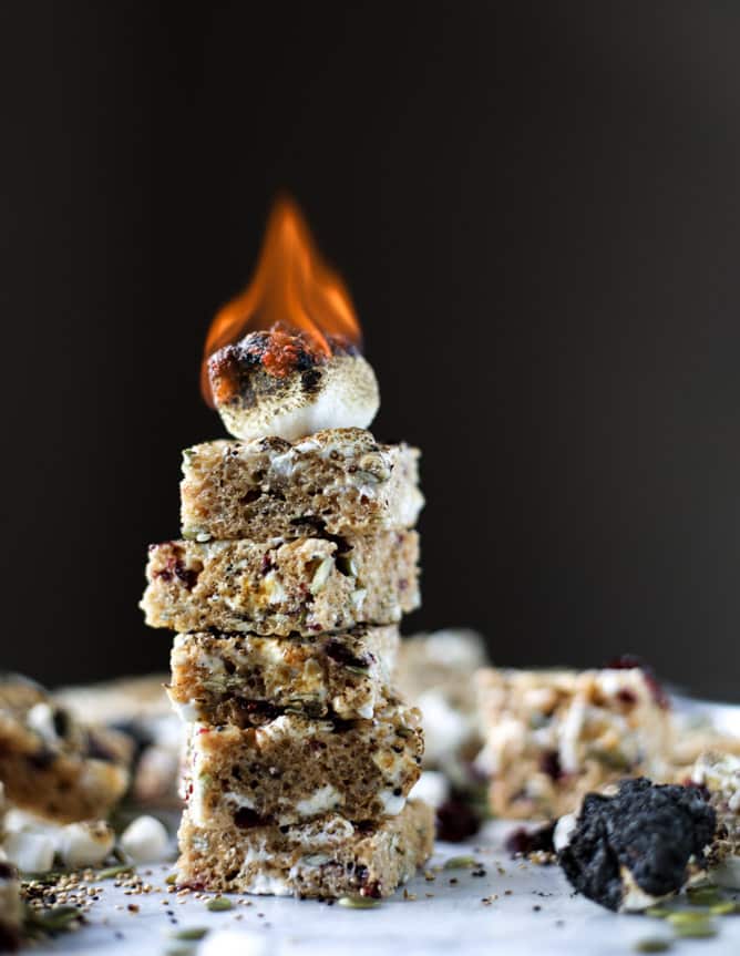 toasted marshmallow harvest rice krispie treats I howsweeteats.com