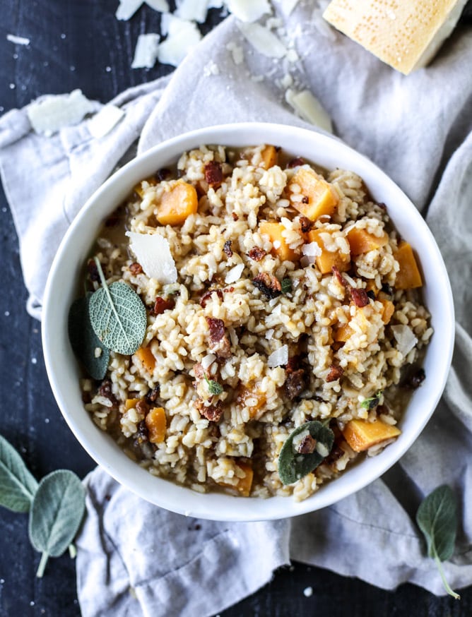 bacon butternut squash risotto I howsweeteats.com