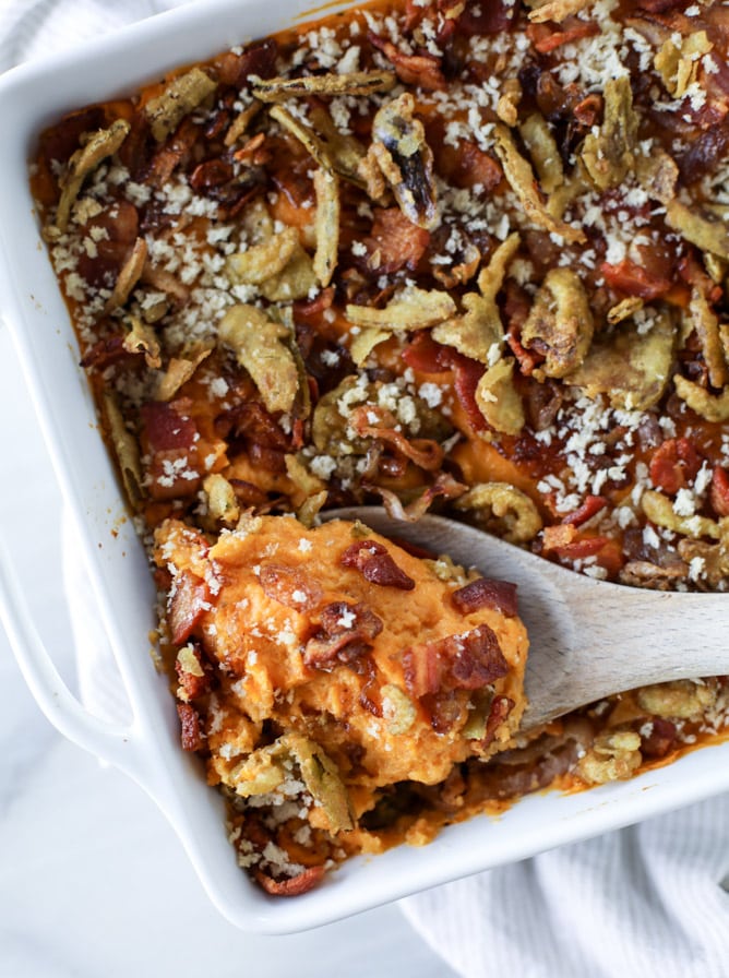 savory sweet potato casserole I howsweeteats.com