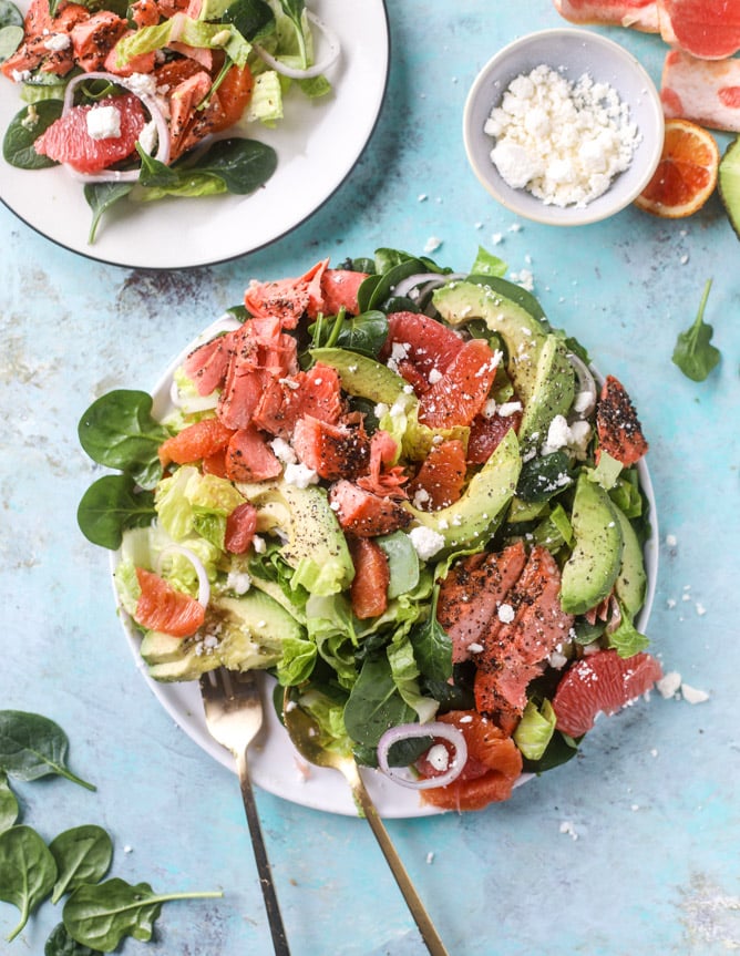 salmon citrus salad with avocado I howsweeteats.com