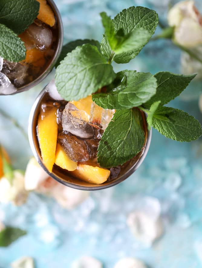 frozen peach and vanilla mint juleps I howsweeteats.com