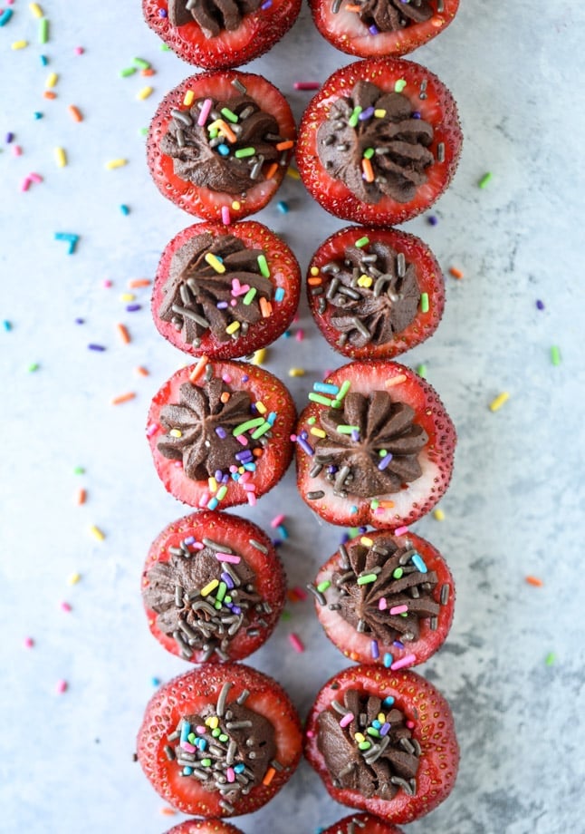coconut chocolate mousse filled strawberries I howsweeteats.com