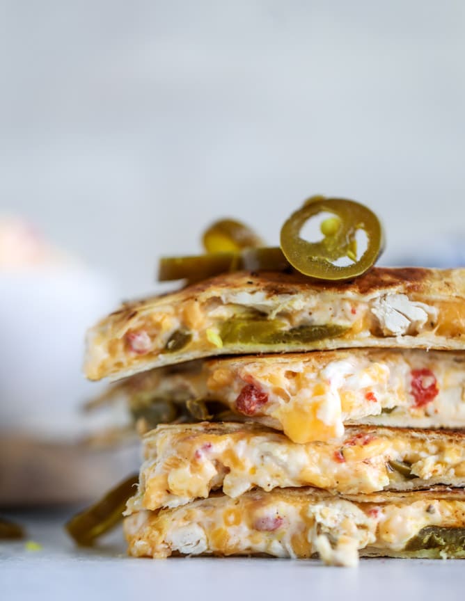 pimento cheese chicken quesadillas I howsweeteats.com