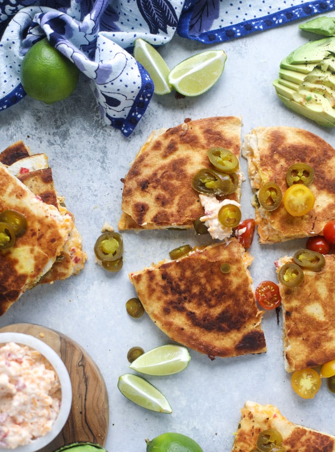 pimento cheese chicken quesadillas I howsweeteats.com