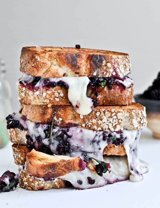 fontina and blackberry smash grilled cheese I howsweeteats.com