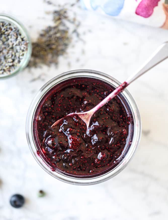 easy blueberry lavender chia jam I howsweeteats.com