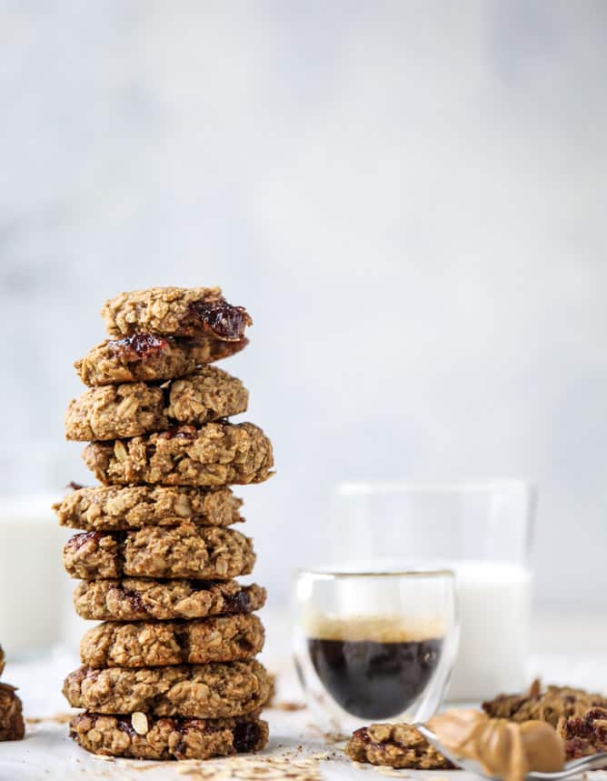 peanut butter and jelly breakfast cookies I howsweeteats.com