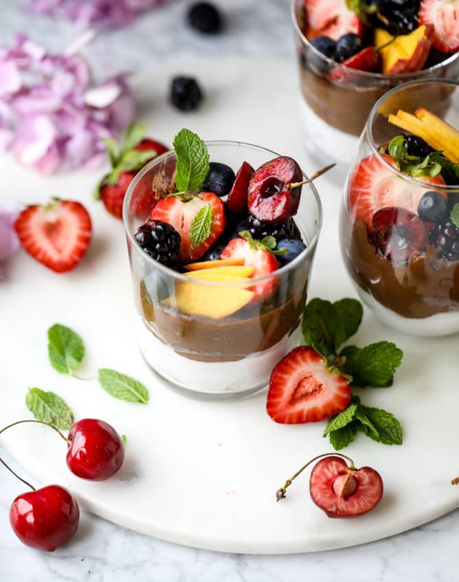 avocado chocolate mousse with summer fruit I howsweeteats.com