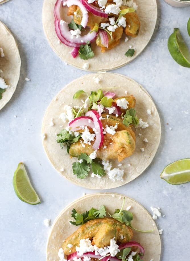 crispy beer battered avocado tacos I howsweeteats.com