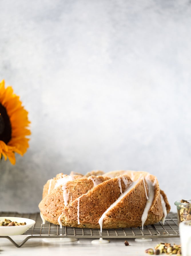 lemon pistachio zucchini cake I howsweeteats.com