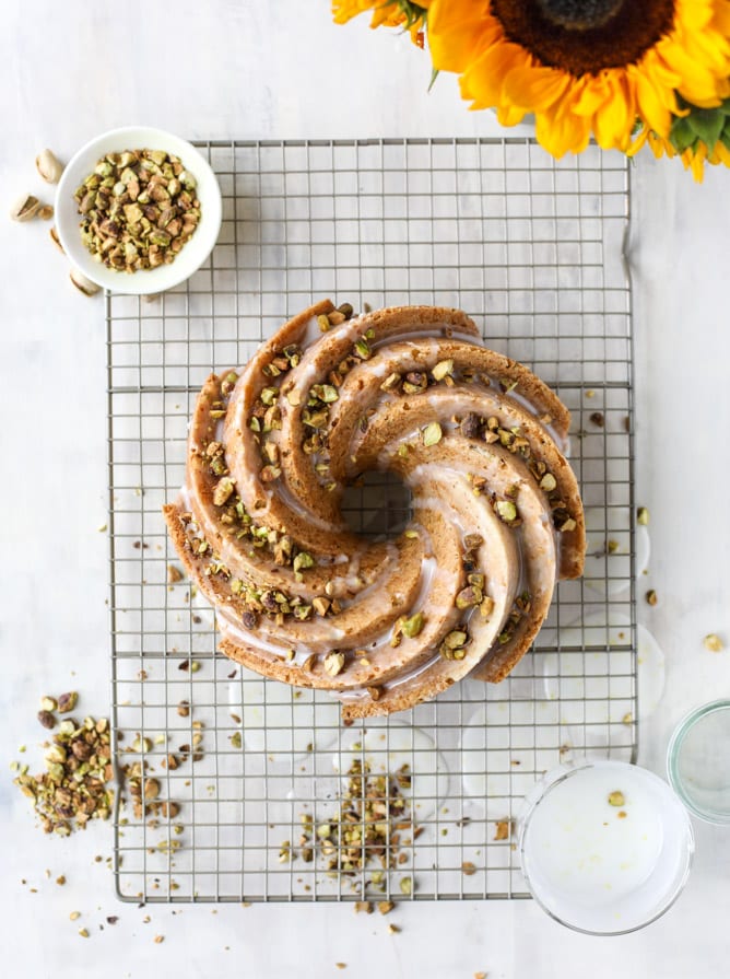 lemon pistachio zucchini cake I howsweeteats.com